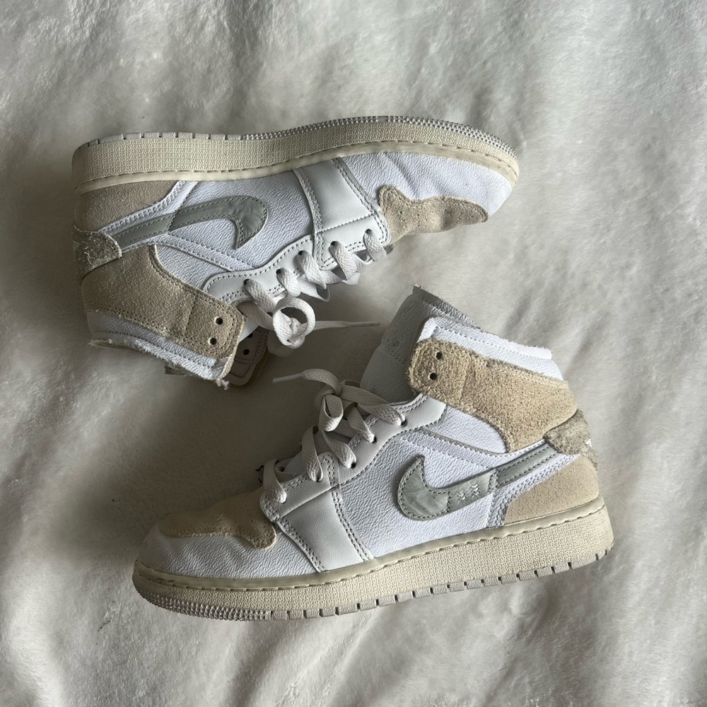 Air Jordan High-Top Sneakers in White and Tan